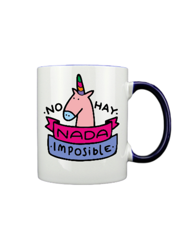 Taza blanca con interior y asa de color azul