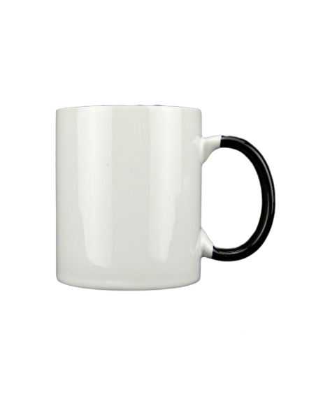 Taza blanca con interior y asa de color negro