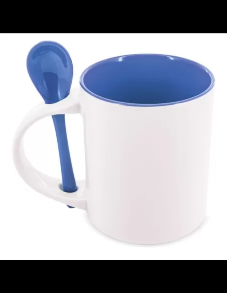 Taza con cucharilla azul