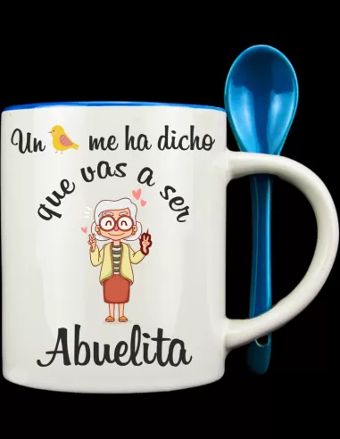 Taza con cucharilla azul