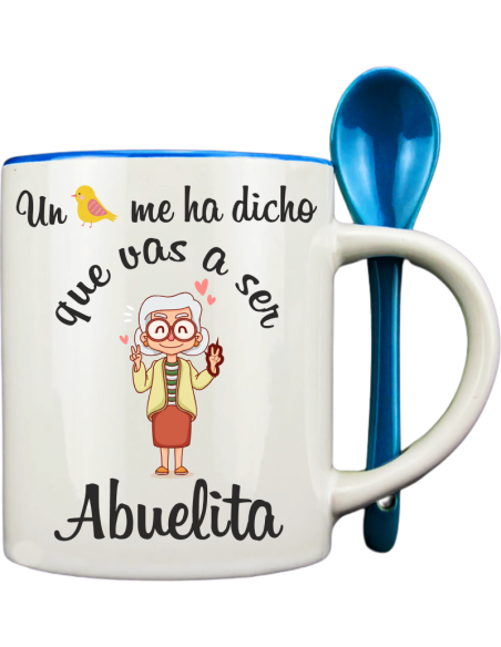 Taza con cucharilla azul