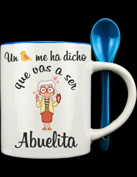 Taza con cucharilla azul