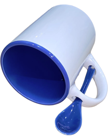 Taza con cucharilla azul