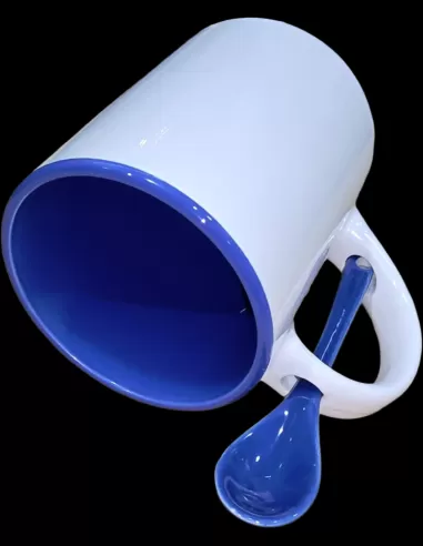 Taza con cucharilla azul