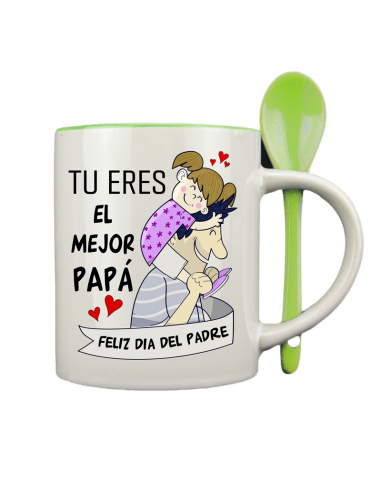 Taza con cucharilla verde