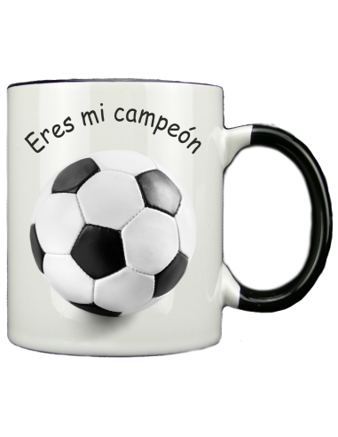 Taza blanca con interior y asa de color negro