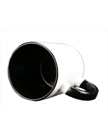 Taza blanca con interior y asa de color negro