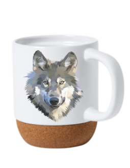 Taza blanca mate con base de corcho 2