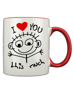 Taza blanca con interior y asa de color rojo 2