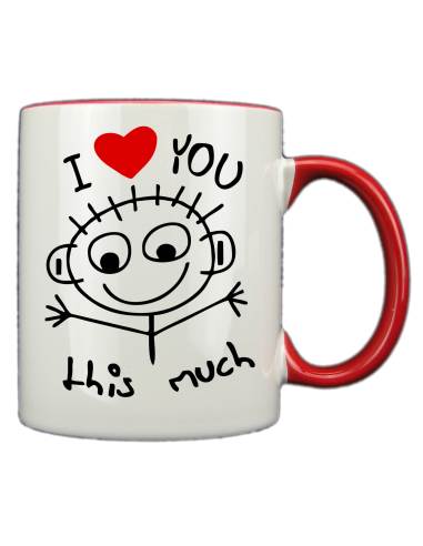 Taza blanca con interior y asa de color rojo