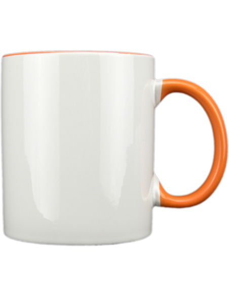 Taza blanca con interior y asa de color naranja