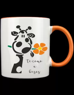 Taza blanca con interior y asa de color naranja 2